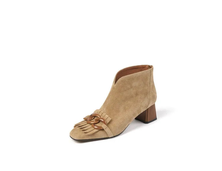 Botki zamszowe jesień/zima kwadratowy obcas