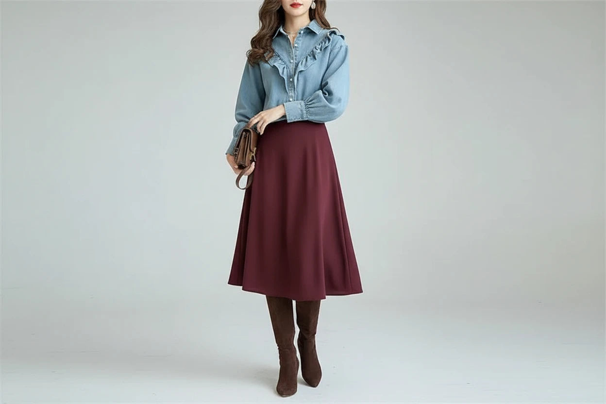 Koszula dżinsowa Volant z falbanami na karczku