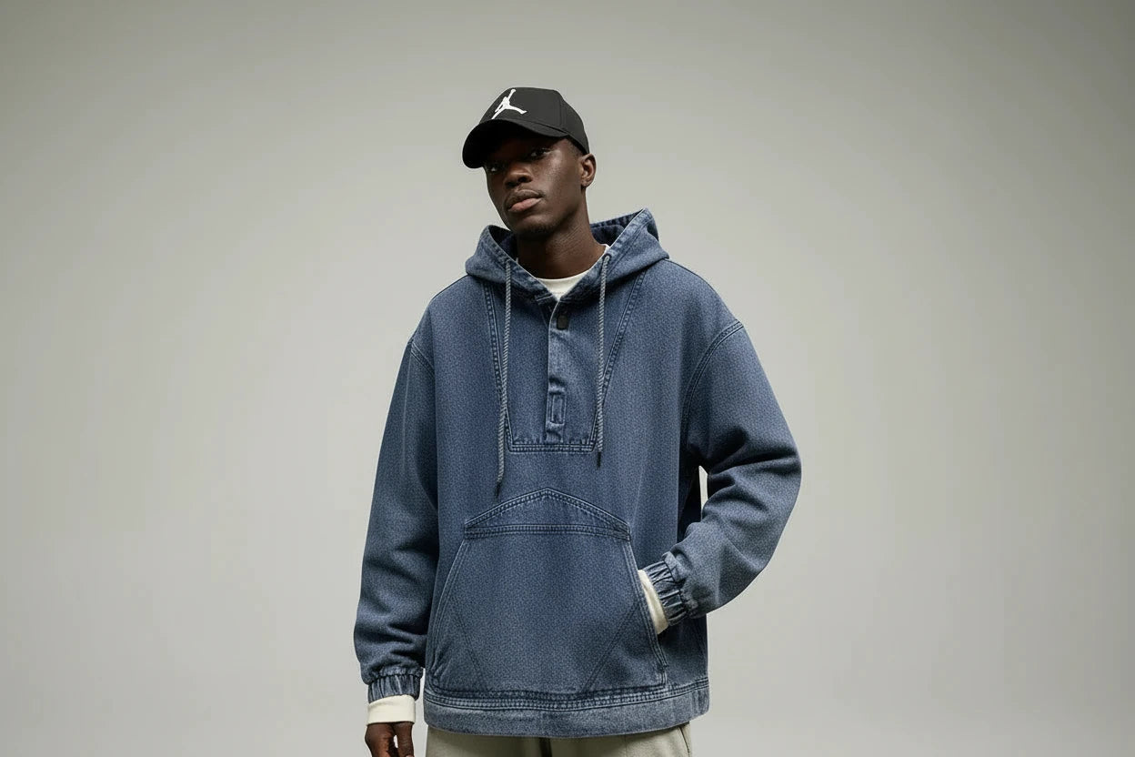 Męska bluzo-kurtka z Kapturem Denim Hoodie