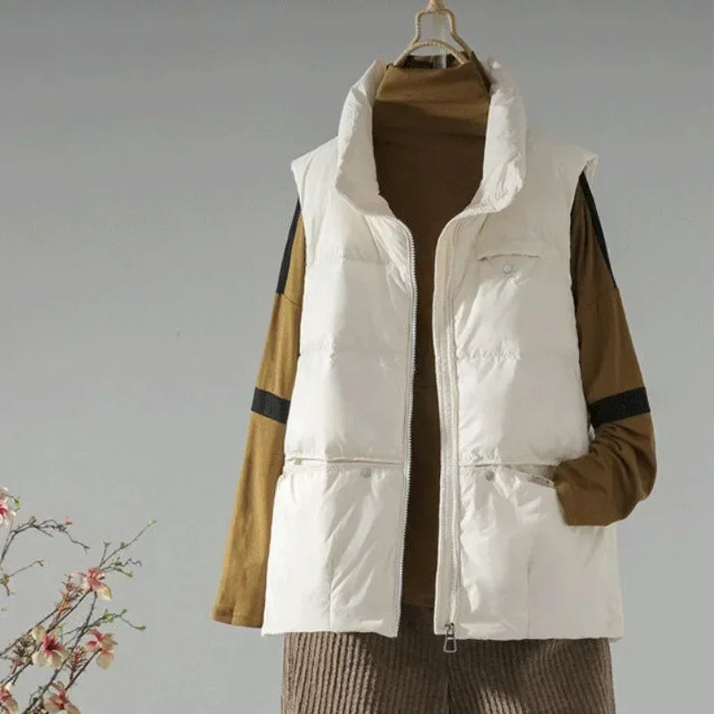 Wygodny Bezrękawnik z Kołnierzem Typu Turn-Down