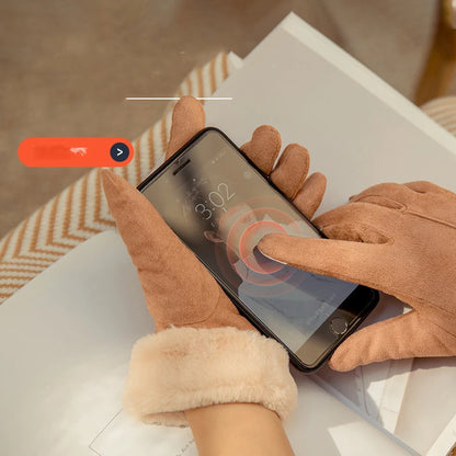 Rękawiczki Damskie z Futerkowym Wykończeniem Four colors