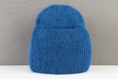 Ciepła damska puszysta zimowa Beanie czapka z Angory