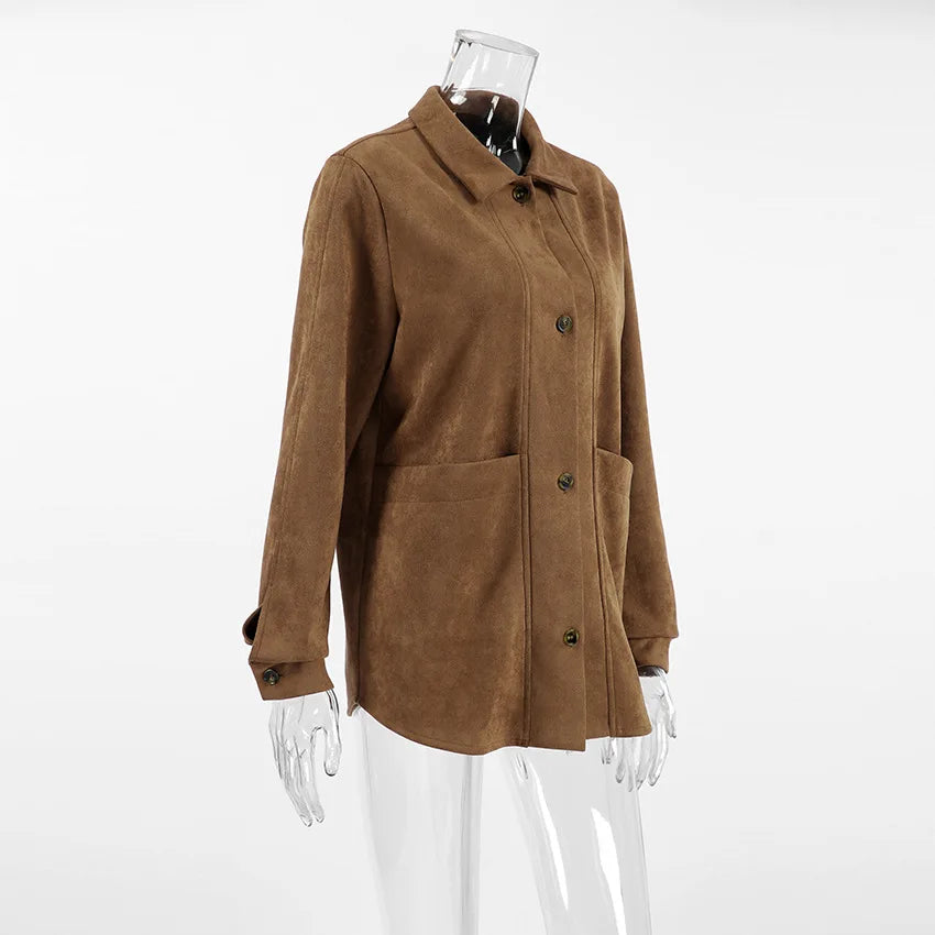 Płaszcz Zamszowy Brązowy overcoat