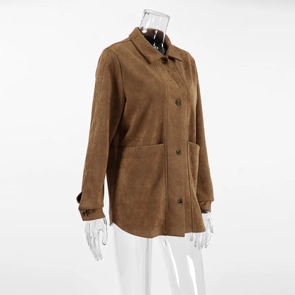 Płaszcz Zamszowy Brązowy overcoat