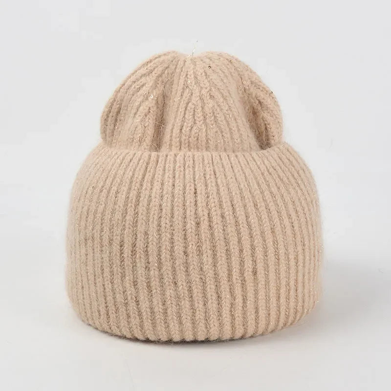 Ciepła damska puszysta zimowa Beanie czapka z Angory