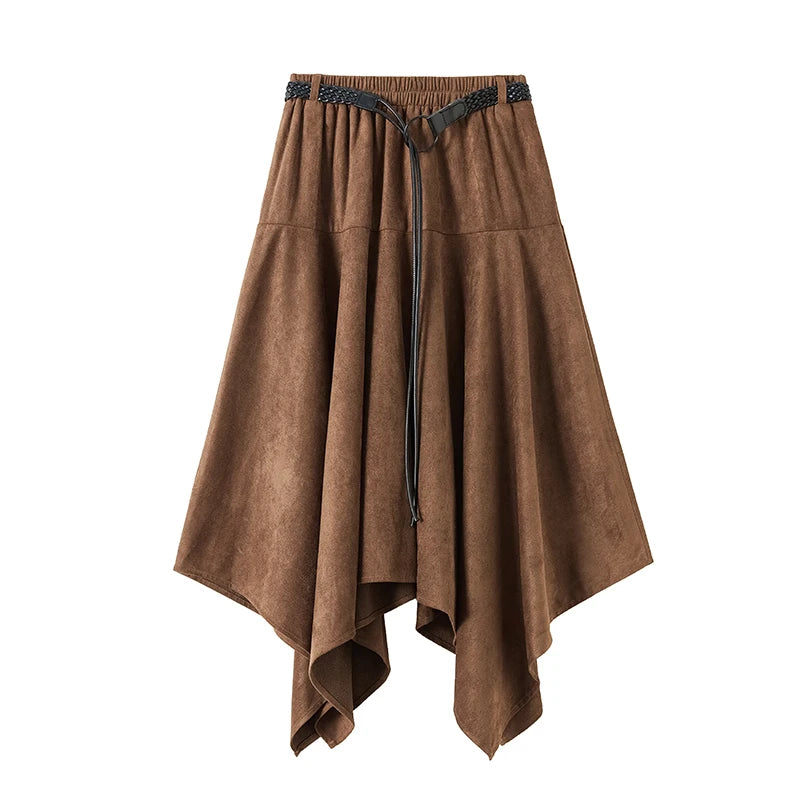 Zamszowa Spódnica Geometryczna Dynamika Retro