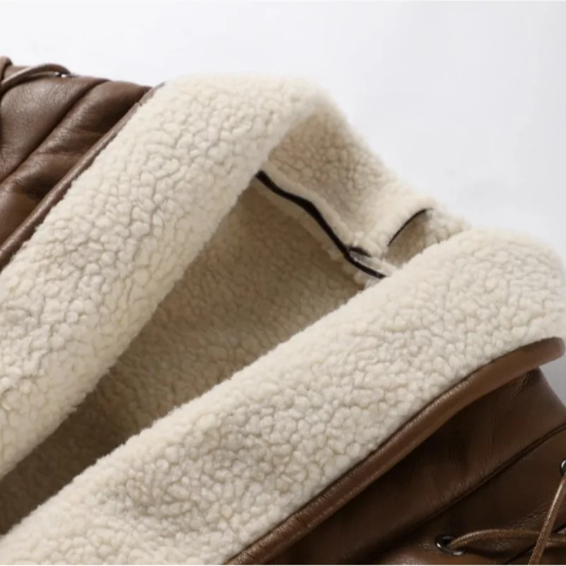 Kurtka Skórzana Damska z Paskiem i Kapturem