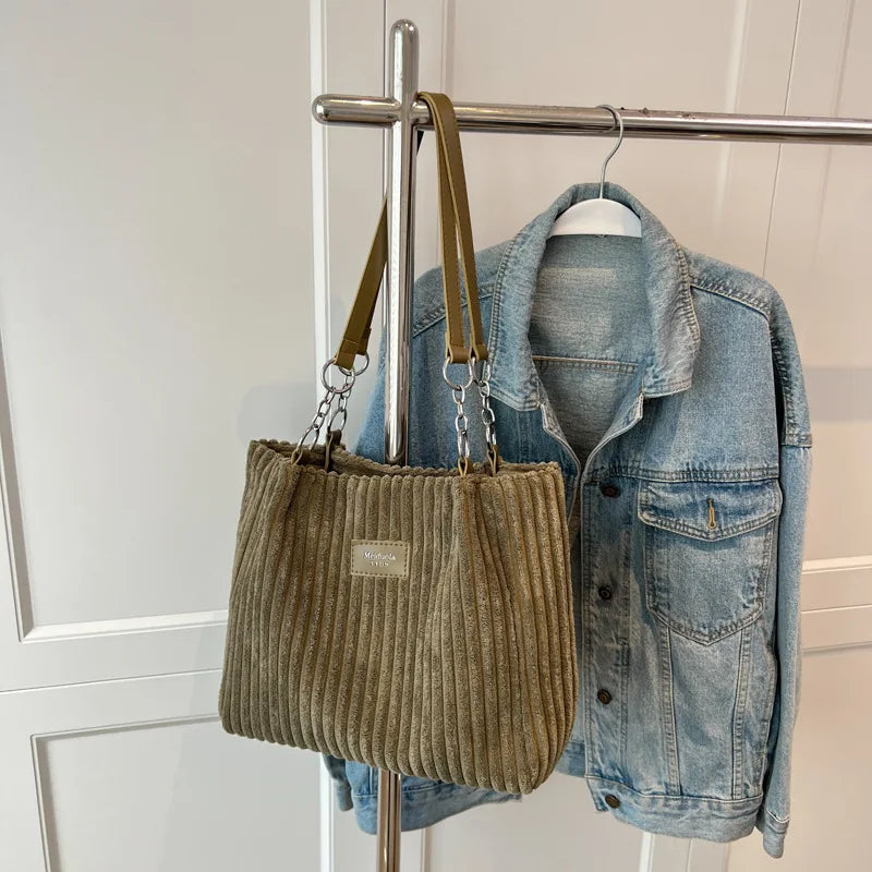 Elegancka Torebka na Ramię "Single Shoulder" ze Sztruksu