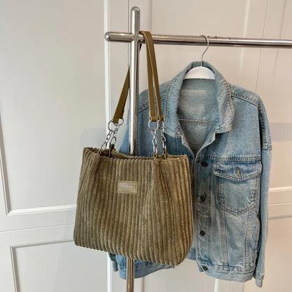 Elegancka Torebka na Ramię "Single Shoulder" ze Sztruksu