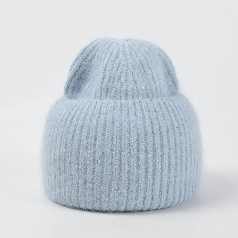 Ciepła damska puszysta zimowa Beanie czapka z Angory