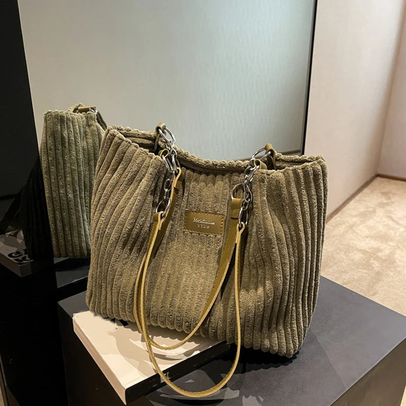 Elegancka Torebka na Ramię "Single Shoulder" ze Sztruksu