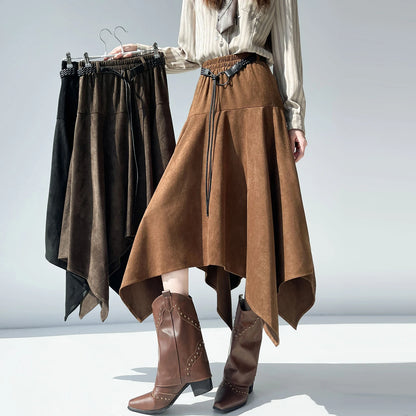 Zamszowa Spódnica Geometryczna Dynamika Retro