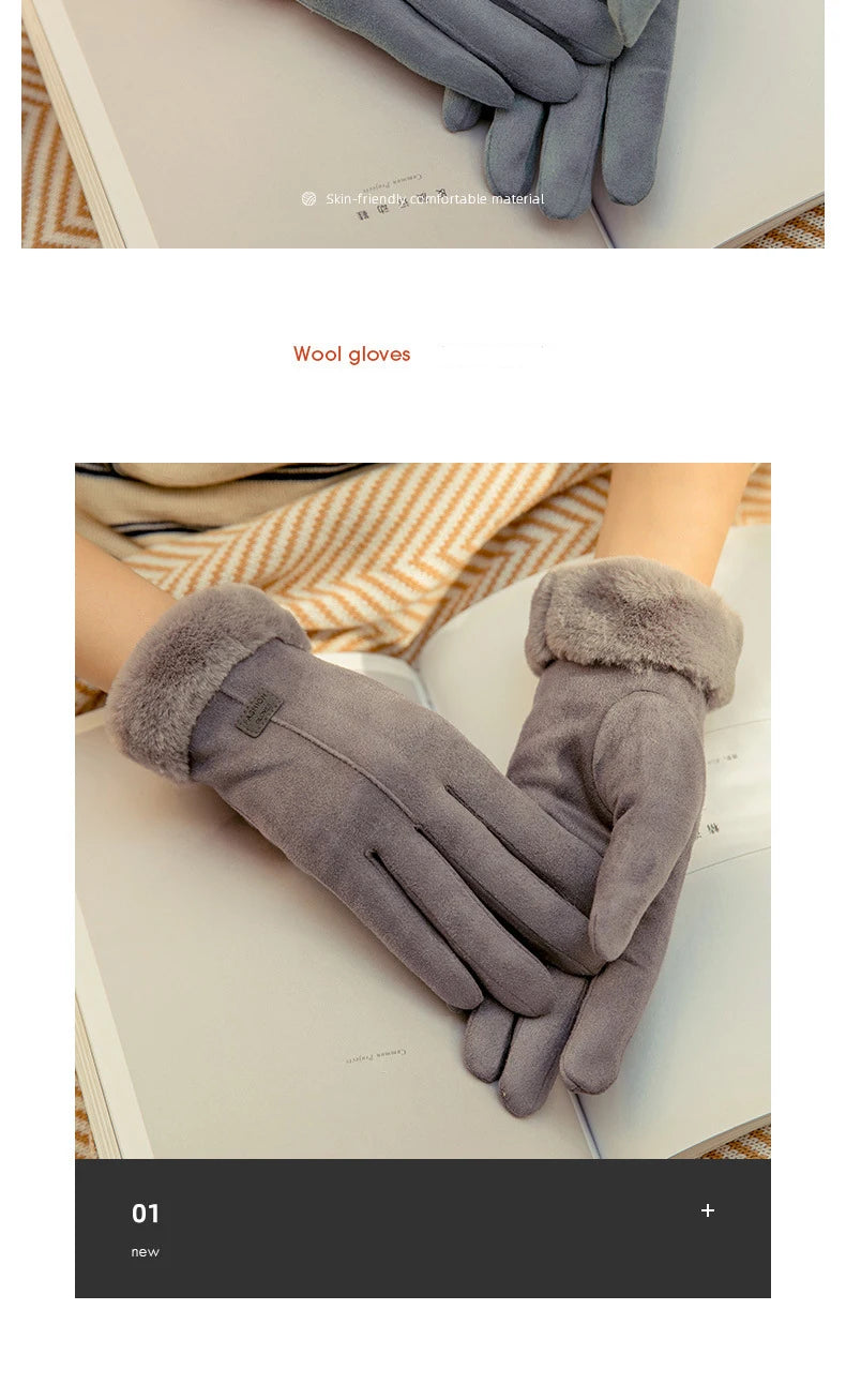 Rękawiczki Damskie z Futerkowym Wykończeniem Four colors