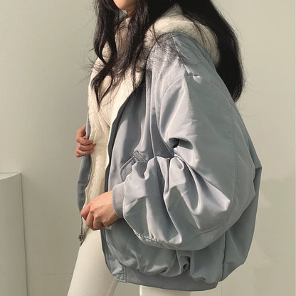 Oversize'owa Dwustronna Kurtka Zimowa Z Kapturem