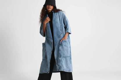 Płaszcz Jeansowy Damski Denim Temper