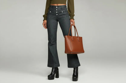 Vintage Flare Jeans High Waist Damskie Jeansy Flare Premium