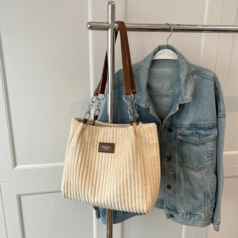 Elegancka Torebka na Ramię "Single Shoulder" ze Sztruksu