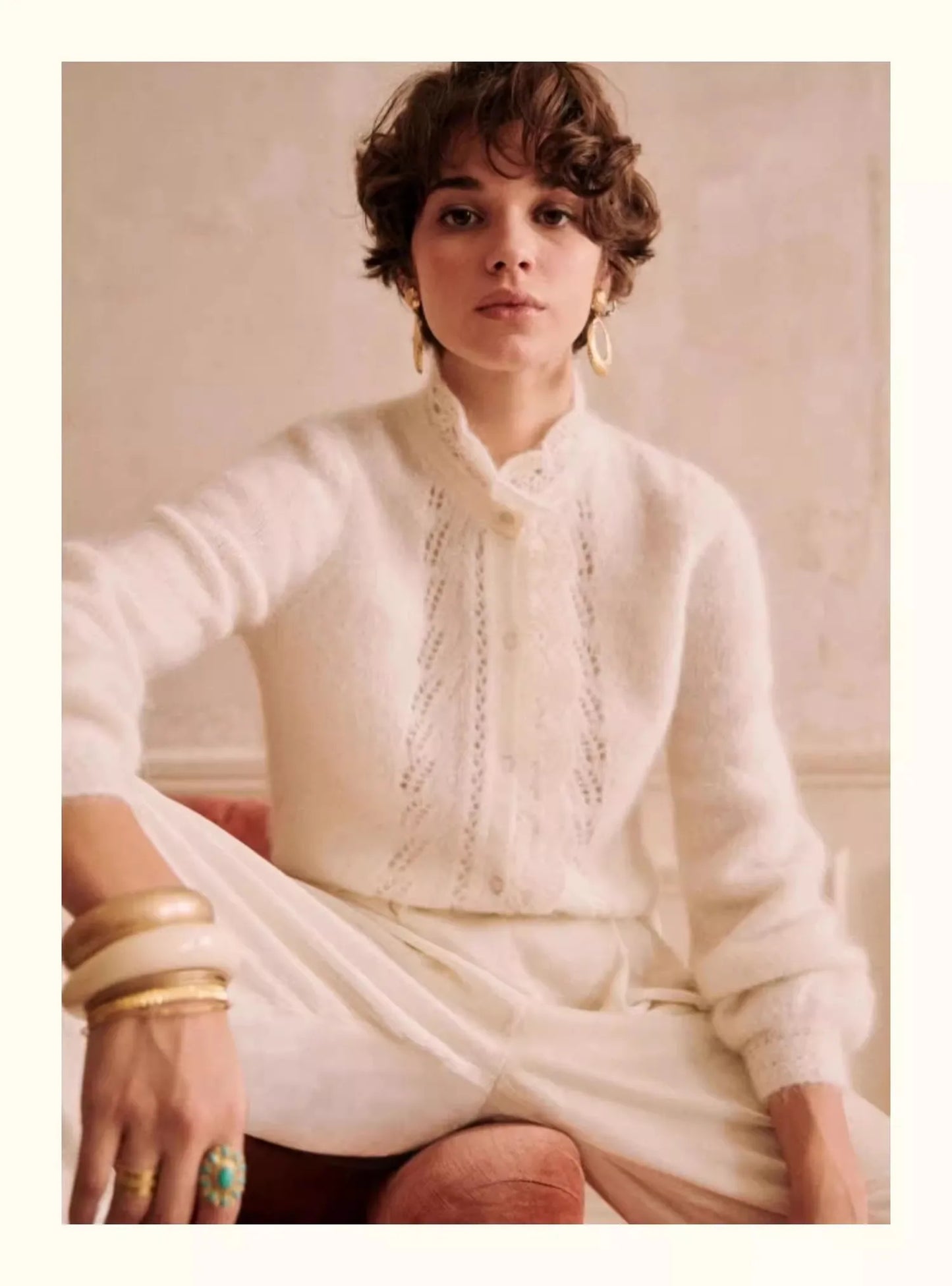 Francuski Elegancki Kardigan Dzianinowy