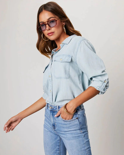 Jeansowa koszula Basic denim długi rękaw