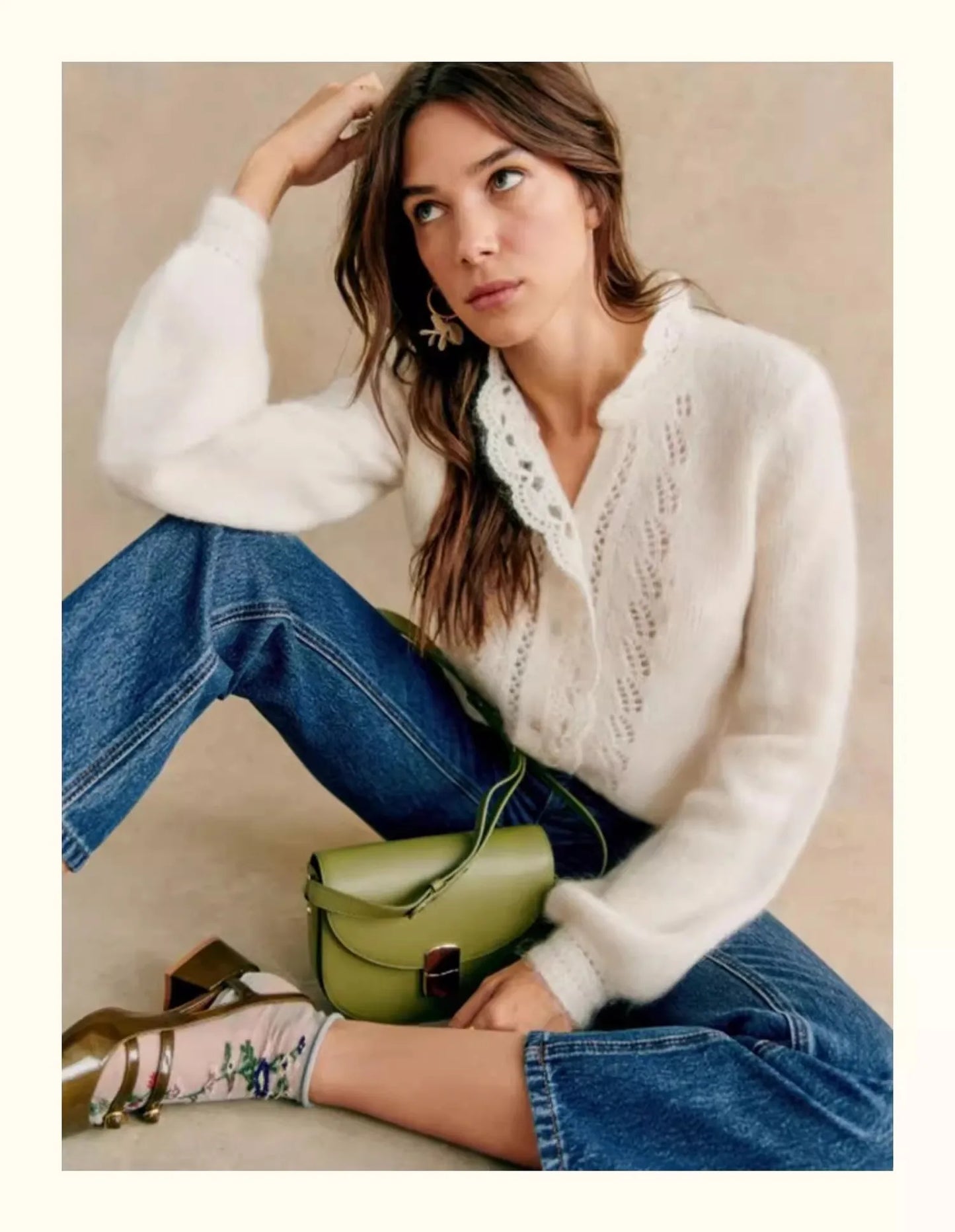 Francuski Elegancki Kardigan Dzianinowy