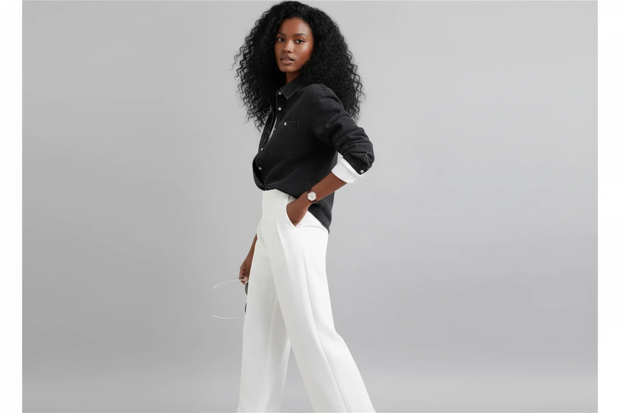 Czarna Cienka Koszula Jeansowa Damska – Streetwear Retro z Długim Rękawem