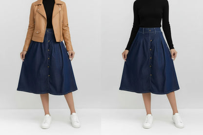 Spódnica jeansowa plisowana wysoki stan Verna