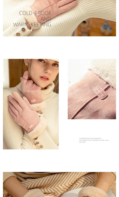 Rękawiczki Damskie z Futerkowym Wykończeniem Four colors