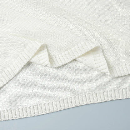 Sweter Damski z Czystej Bawełny – Luźny Krój, Dekolt O-Neck i Modne Odsłonięte Plecy