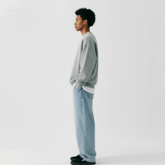 Luźne Jeansy Baggy Fit Męskie z Niskim Stanem