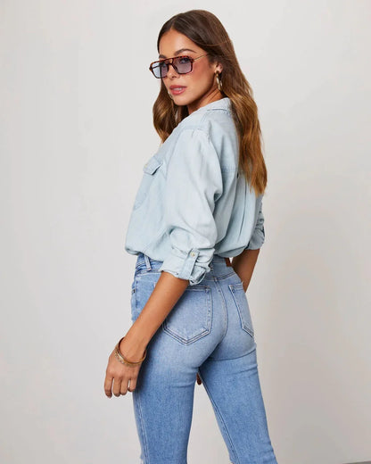 Jeansowa koszula Basic denim długi rękaw
