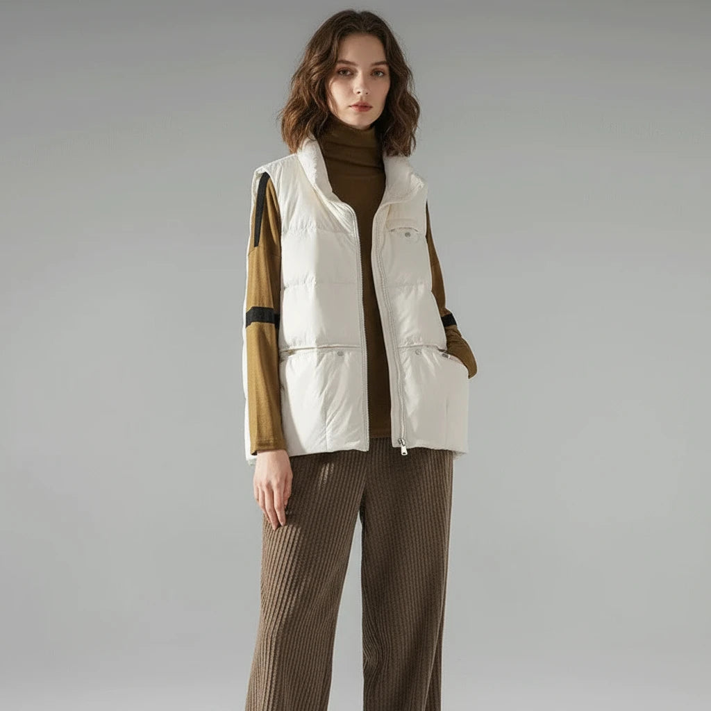 Wygodny Bezrękawnik z Kołnierzem Typu Turn-Down