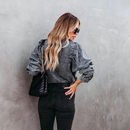 Dżinsowa koszula damska Puff sprany Denim