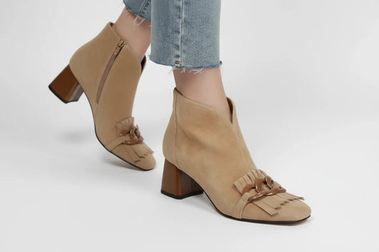 Botki zamszowe jesień/zima kwadratowy obcas