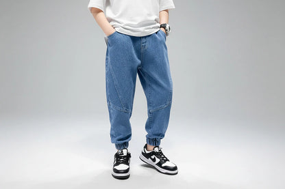 Luźne jeansy chłopięce baggy – spodnie dziecięce dla nastolatków,
