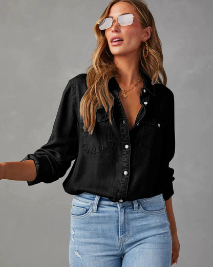 Jeansowa koszula Basic denim długi rękaw