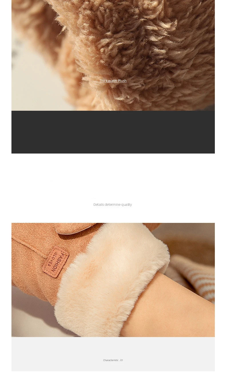 Rękawiczki Damskie z Futerkowym Wykończeniem Four colors