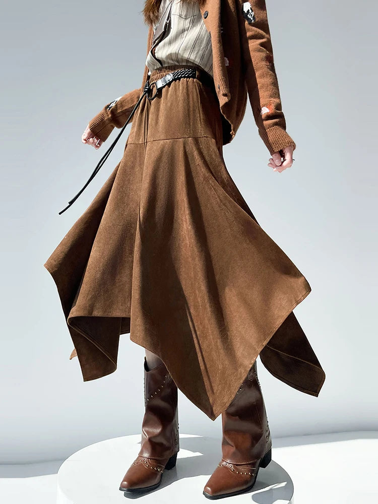 Zamszowa Spódnica Geometryczna Dynamika Retro