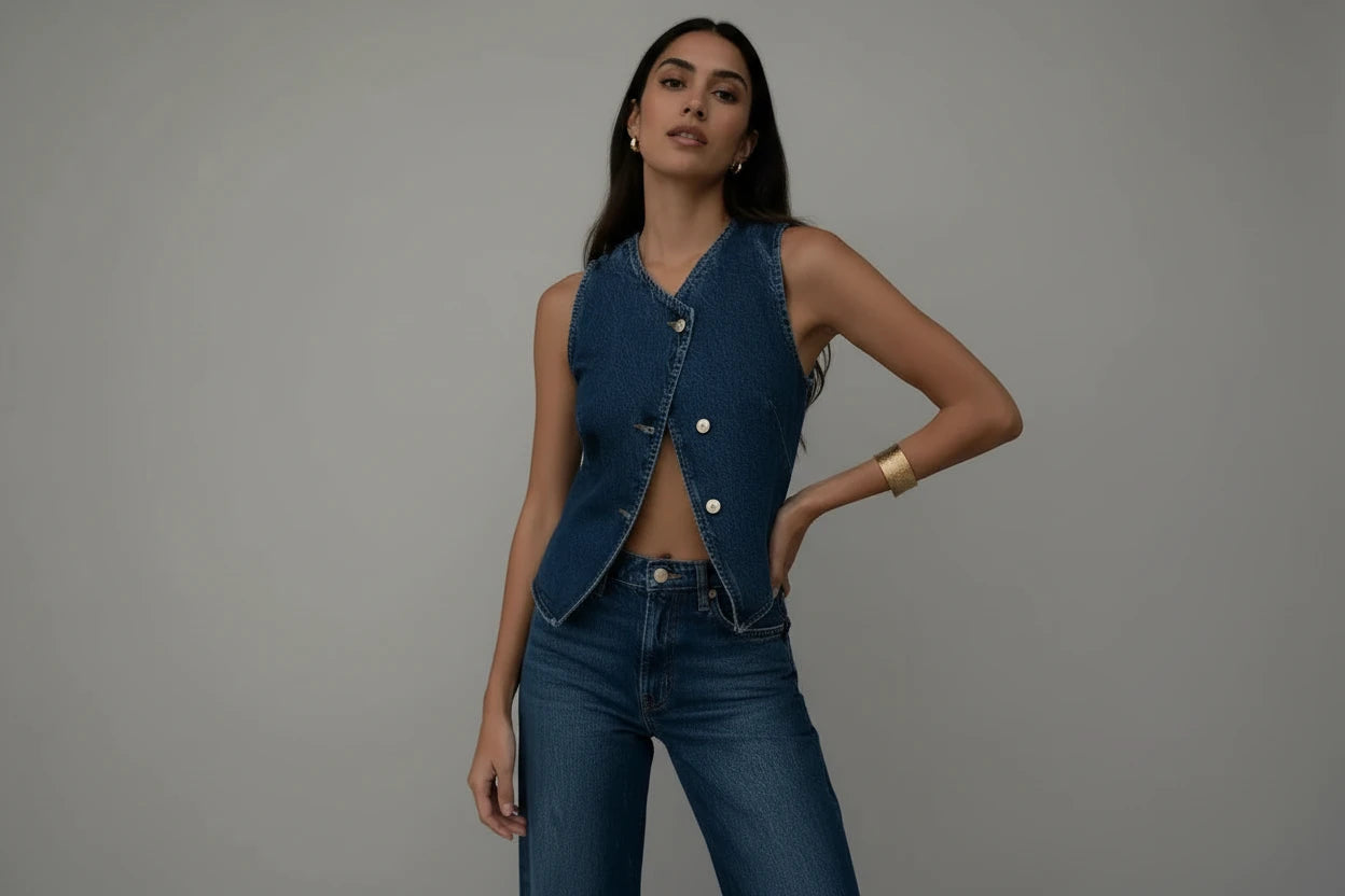 Asymetryczna kamizelka Jeans skos