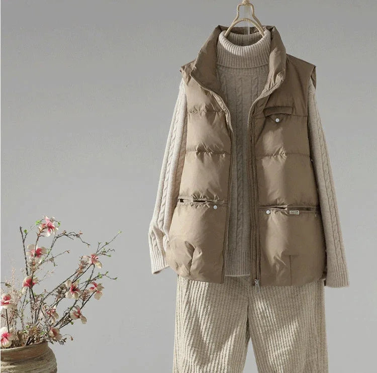 Wygodny Bezrękawnik z Kołnierzem Typu Turn-Down