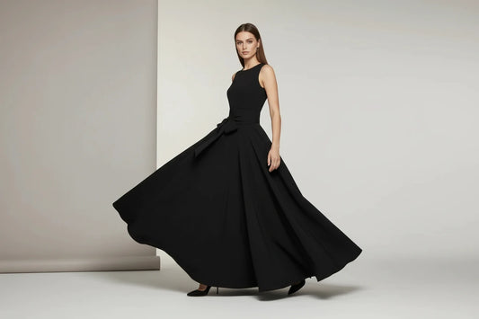 Plisowana Spódnica Maxi z Wysokim Stanem - Elegancka Spódnica Lace Up A-Line