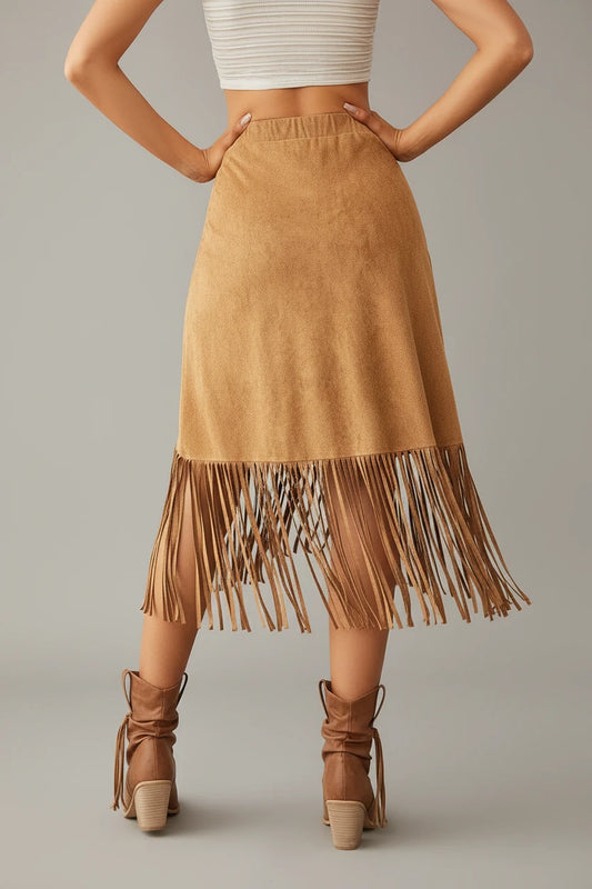 Vintage'owa Asymetryczna Spódnica z Frędzlami