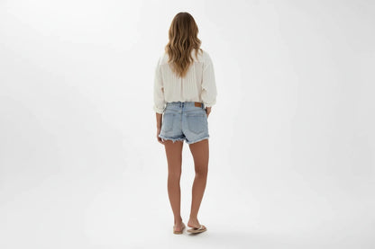 Damskie Jeansowe Szorty High-Waist z Przetarciami – Personalizowane