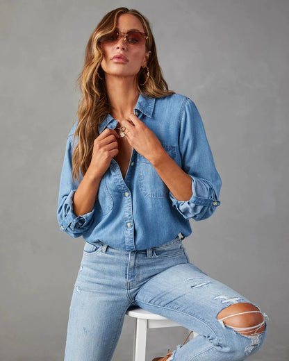 Jeansowa koszula Basic denim długi rękaw