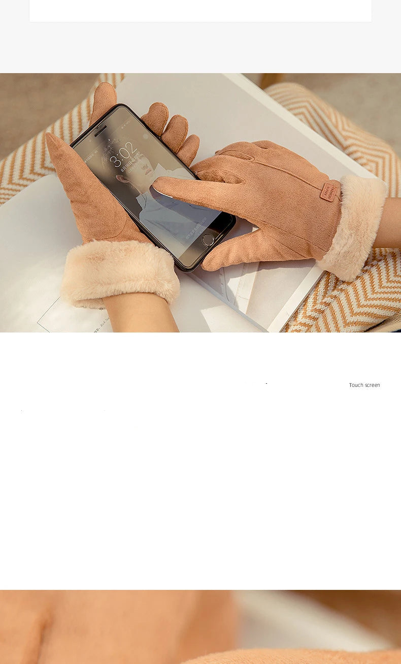 Rękawiczki Damskie z Futerkowym Wykończeniem Four colors