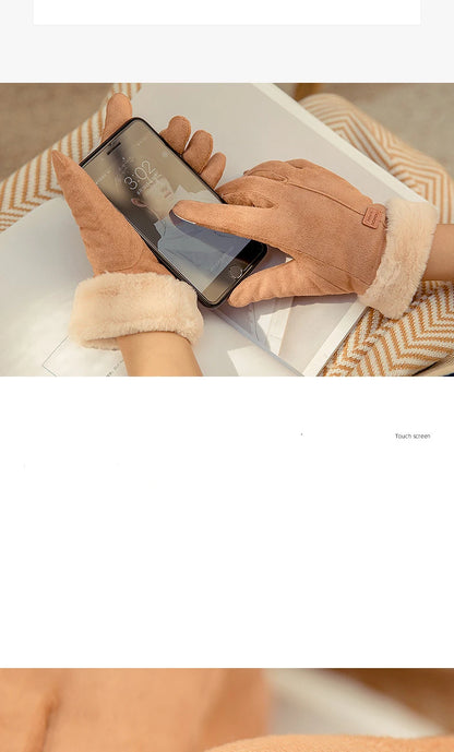 Rękawiczki Damskie z Futerkowym Wykończeniem Four colors