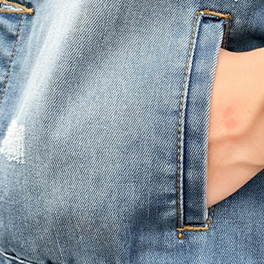 Męska Jeansowa Kamizelka Postrzępiony Krój