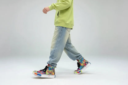 Chłopięce spodnie dżinsowe z nadrukiem cartoon – outdoor