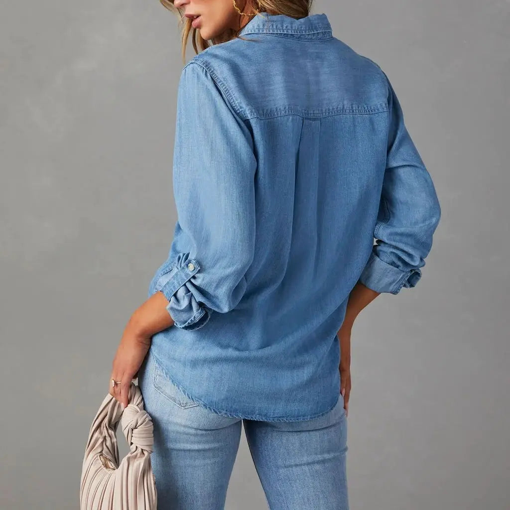 Jeansowa koszula Basic denim długi rękaw