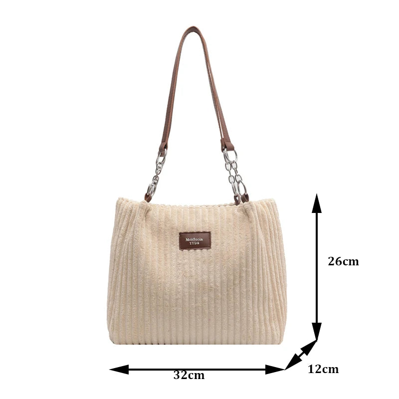 Elegancka Torebka na Ramię "Single Shoulder" ze Sztruksu