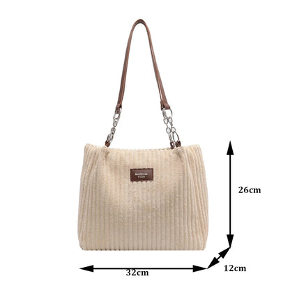 Elegancka Torebka na Ramię "Single Shoulder" ze Sztruksu